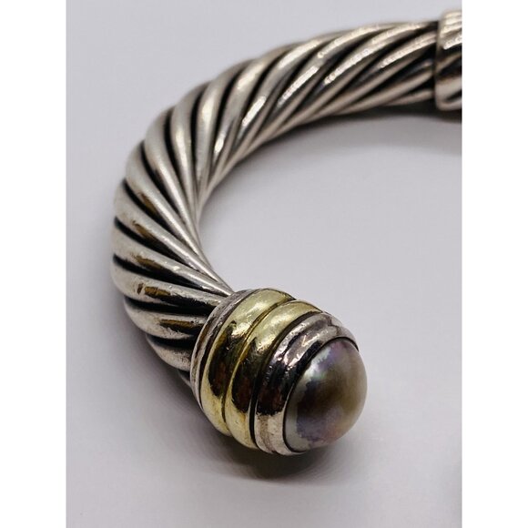 David Yurman Sterling Silver 925 14K 585 Mabe Pearl 6.25"  Bracelet - Picture 8 of 10